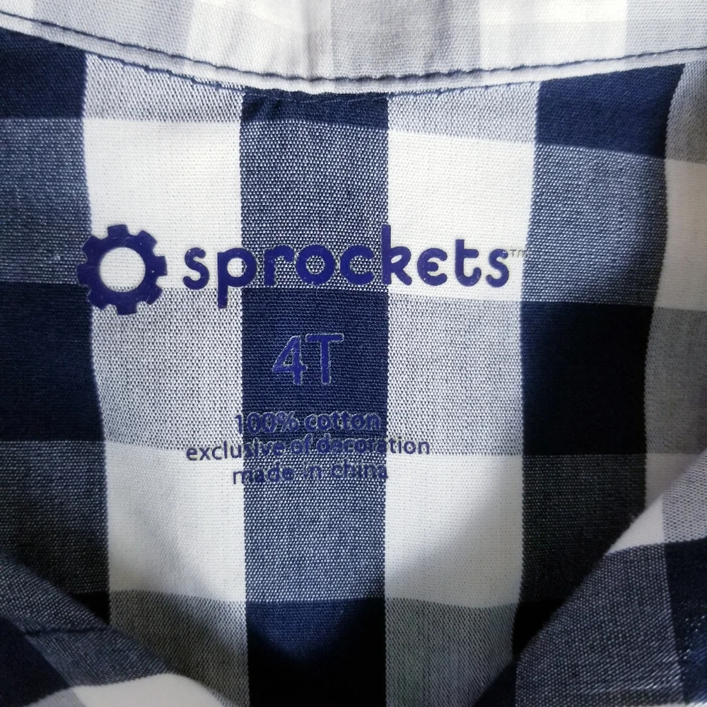 SPROCKETS BOY'S BUTTON DOWN NAVY AND BLUE DRESS SHIRT SIZE 4T
